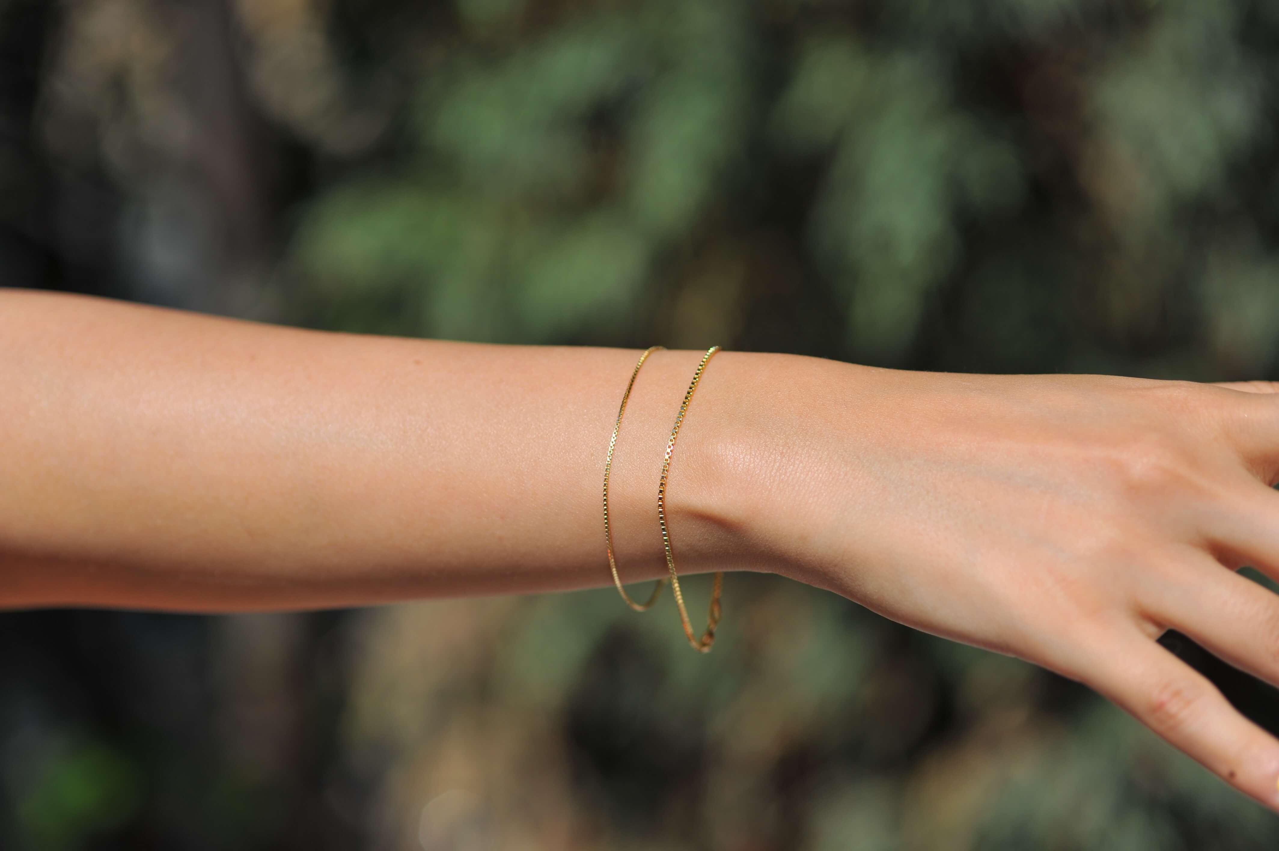 14K Gold Box Chain Bracelet